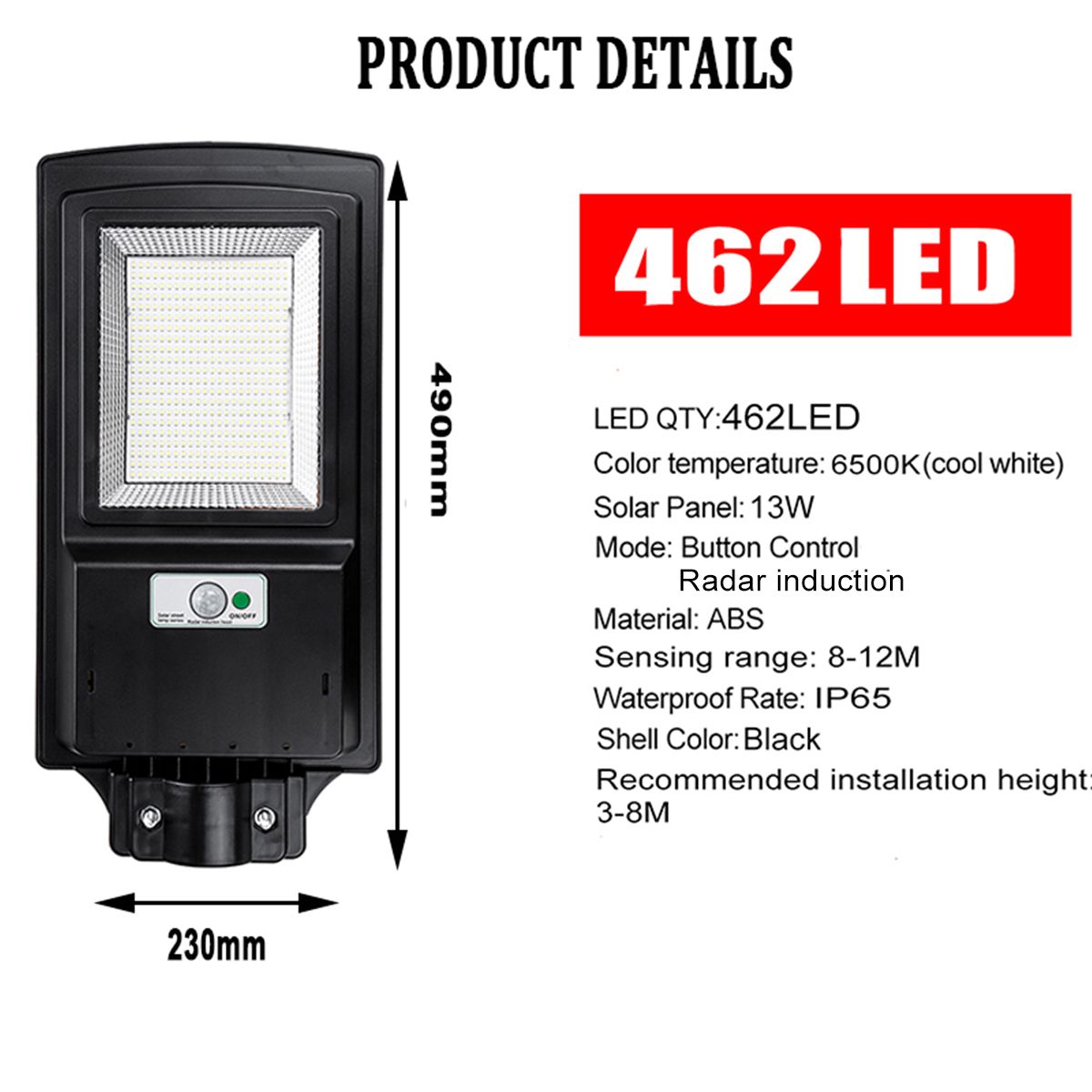 462LED-Solar-Street-Light-Radar-Sensor-Induction-Wall-Lamp-Garden-Outdoor-Lighting-1724574
