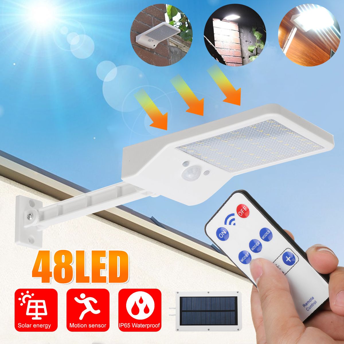 Motion-Sensor-PIR-Bright-48-LED-Solar-Wall-Power-Light-Garden-Outdoor-Street-LampRemote-Control-1677121