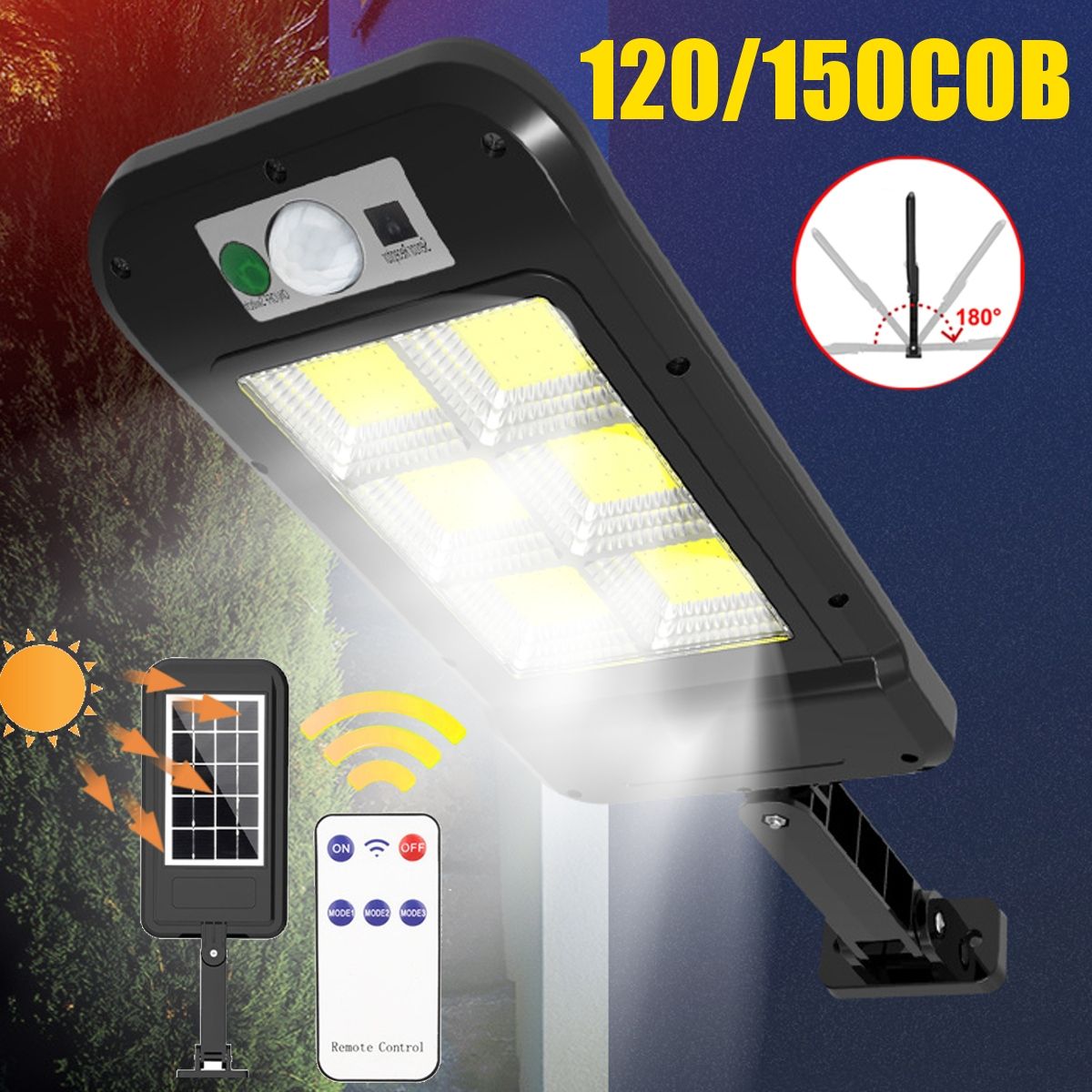 PIR-Motion-Sensor-Solar-Power-LED-Street-Light-Outdoor-IP67-Garden-Yard-Wall-Lamp--Remote-Control-1712350