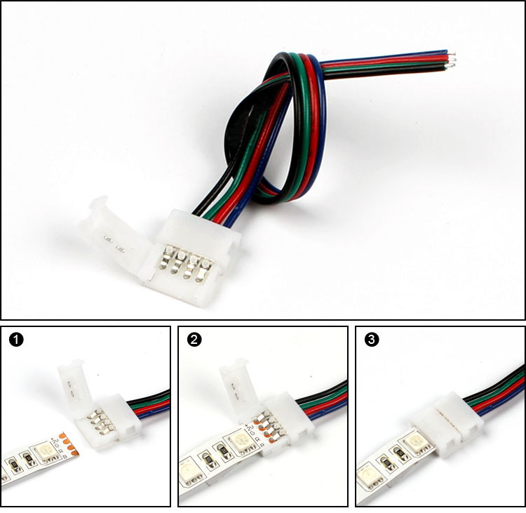 10mm-Width-PCB-4-Pin-Solerless-Wire-Connector-for-Non-Waterproof-RGB-LED-Strip-1095430