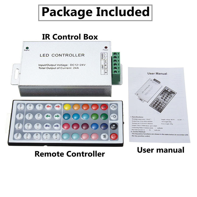 24A-288W-44-Key-IR-Remote-Controller-For-RGB-SMD50503528-LED-Strip-Light-Lamp-DC12-24V-1138325