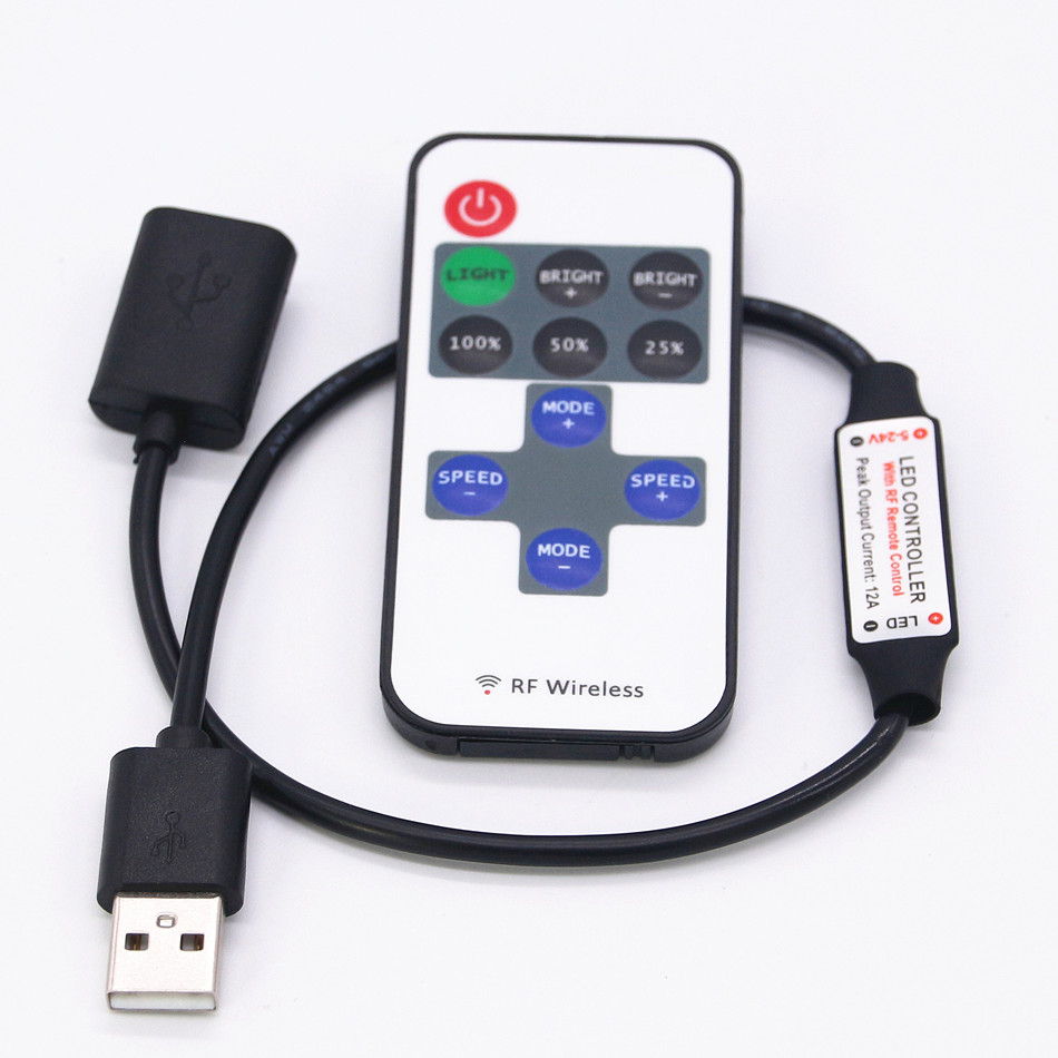 DC5-24V-11-Keys-Mini-USB-RF-Wireless-Dimmer-Remote-Control-LED-Controller-for-Single-Color-Strip-1201055