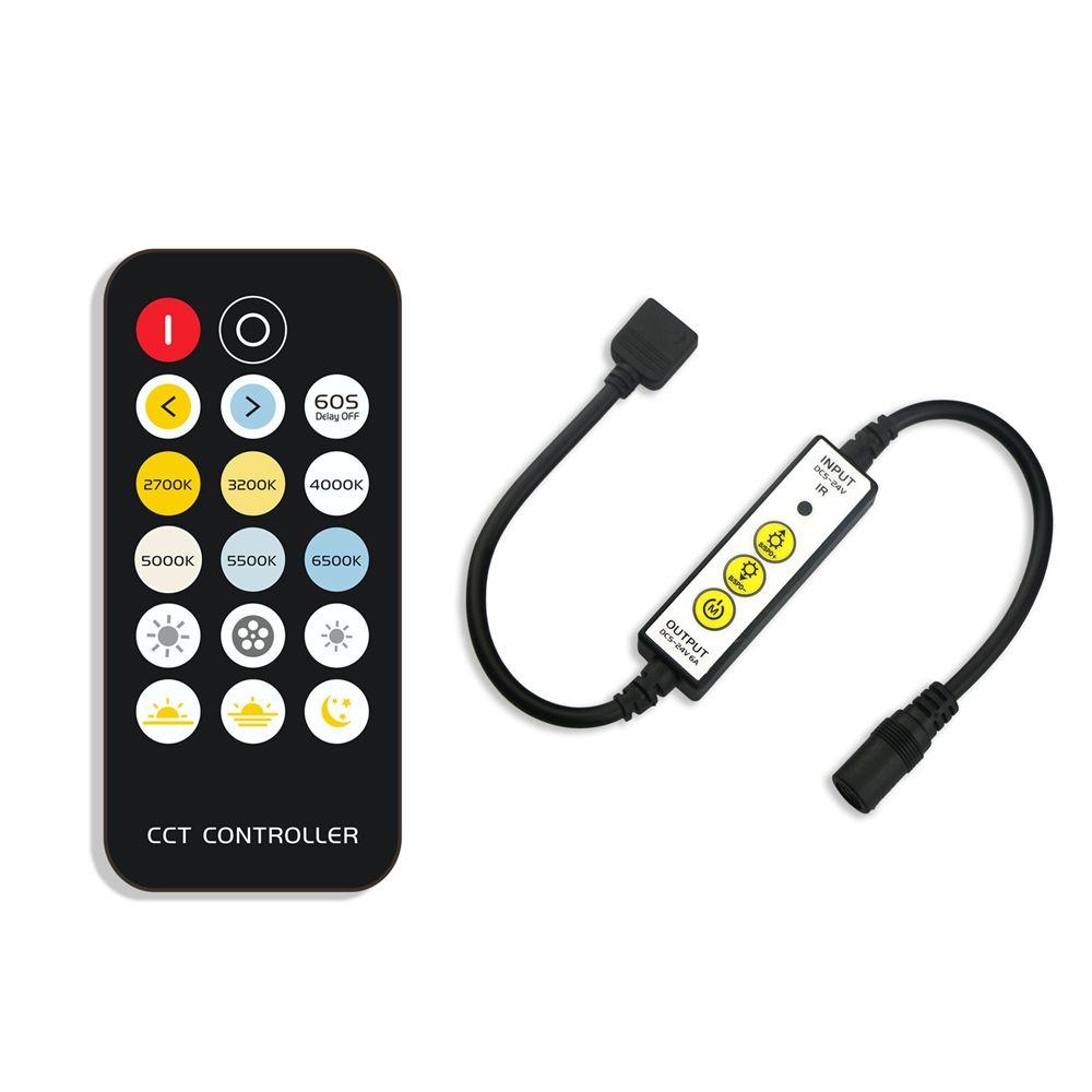 DC5-24V-IR-3Keys-LED-Dimmer-Controller--17Keys-Remote-Control-for-CCT-Color-Temperature-Strip-Light-1537113