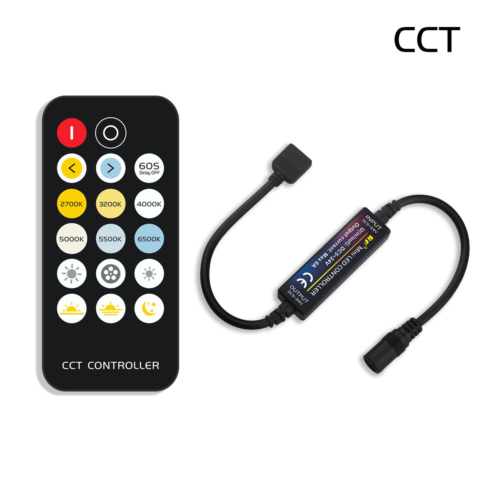 Mini-17Keys-RF-Remote-Control--6A-CCT-Color-Temperature-LED-Strip-Controller-for-Indoor-Lighting-Use-1536883