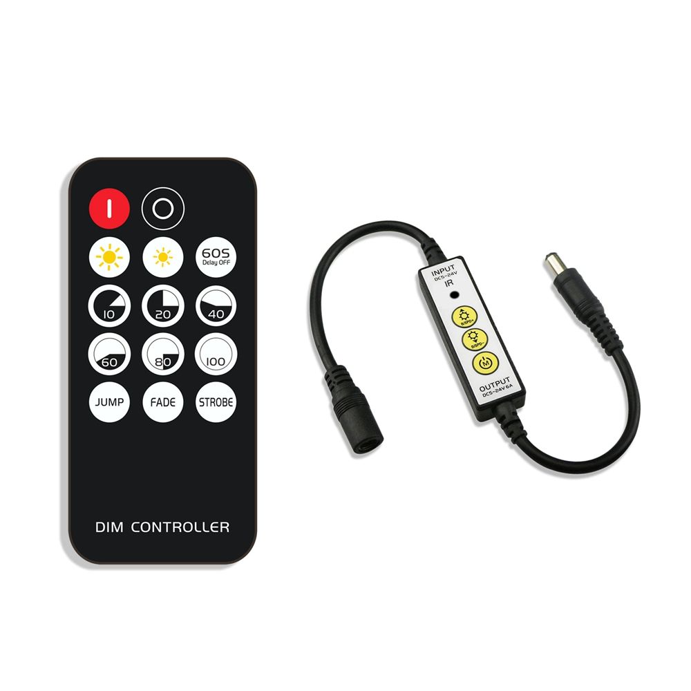 Mini-3Keys-Button-IR-LED-Dimmer-Controller14Keys-Remote-Control-for-Single-Color-Strip-Light-DC5-24V-1537114