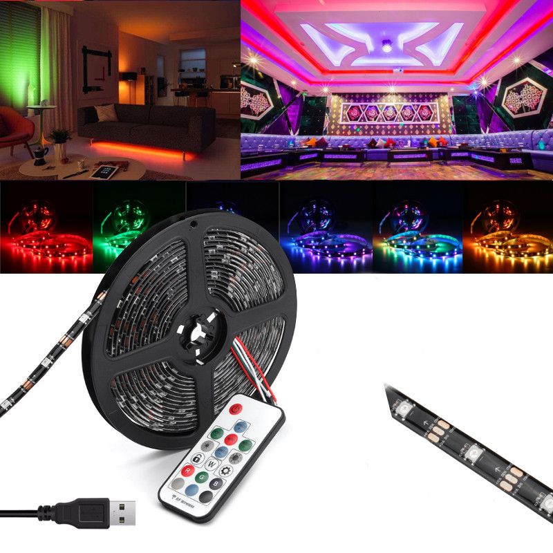 05M1M2M3M4M5M-DC5V-USB-RGB-5050-WS2812-Waterproof-LED-TV-Back-Strip-LightRemote-Control-Kit-1259156