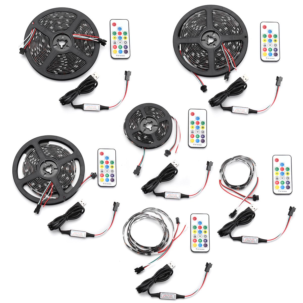 05M1M2M3M4M5M-DC5V-USB-RGB-5050-WS2812-Waterproof-LED-TV-Back-Strip-LightRemote-Control-Kit-1259156