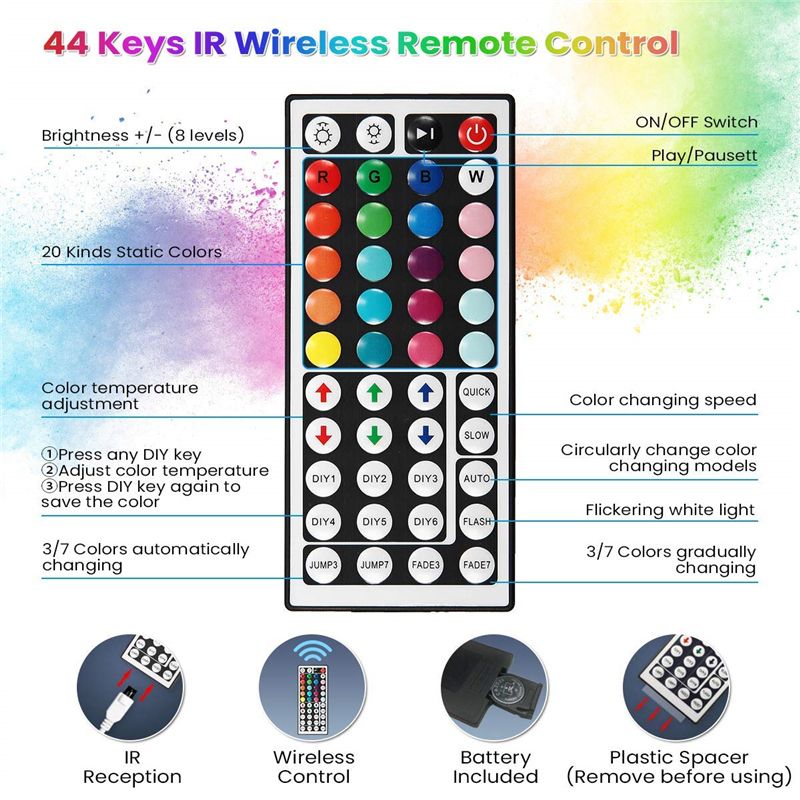 1015M-RGB-LED-Light-Strip-Remote-Control-w-IR-Controller-Home-Stairs-Ceiling-1768516