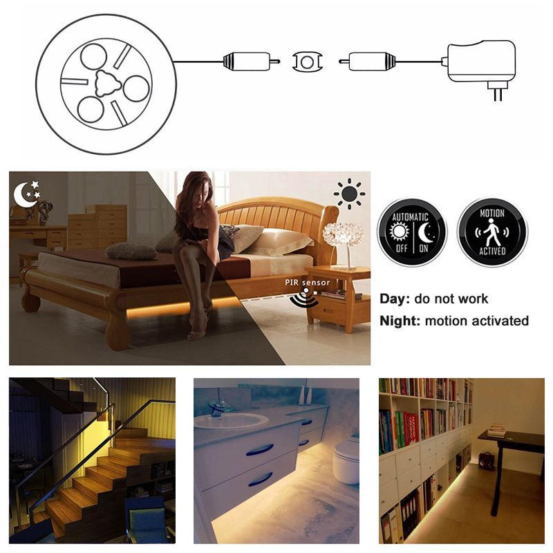 15M-72W-SMD3528-Waterproof-Motion-Sensor-Timer-Adjustable-Warm-White-LED-Strip-Light-DC12V-1230603