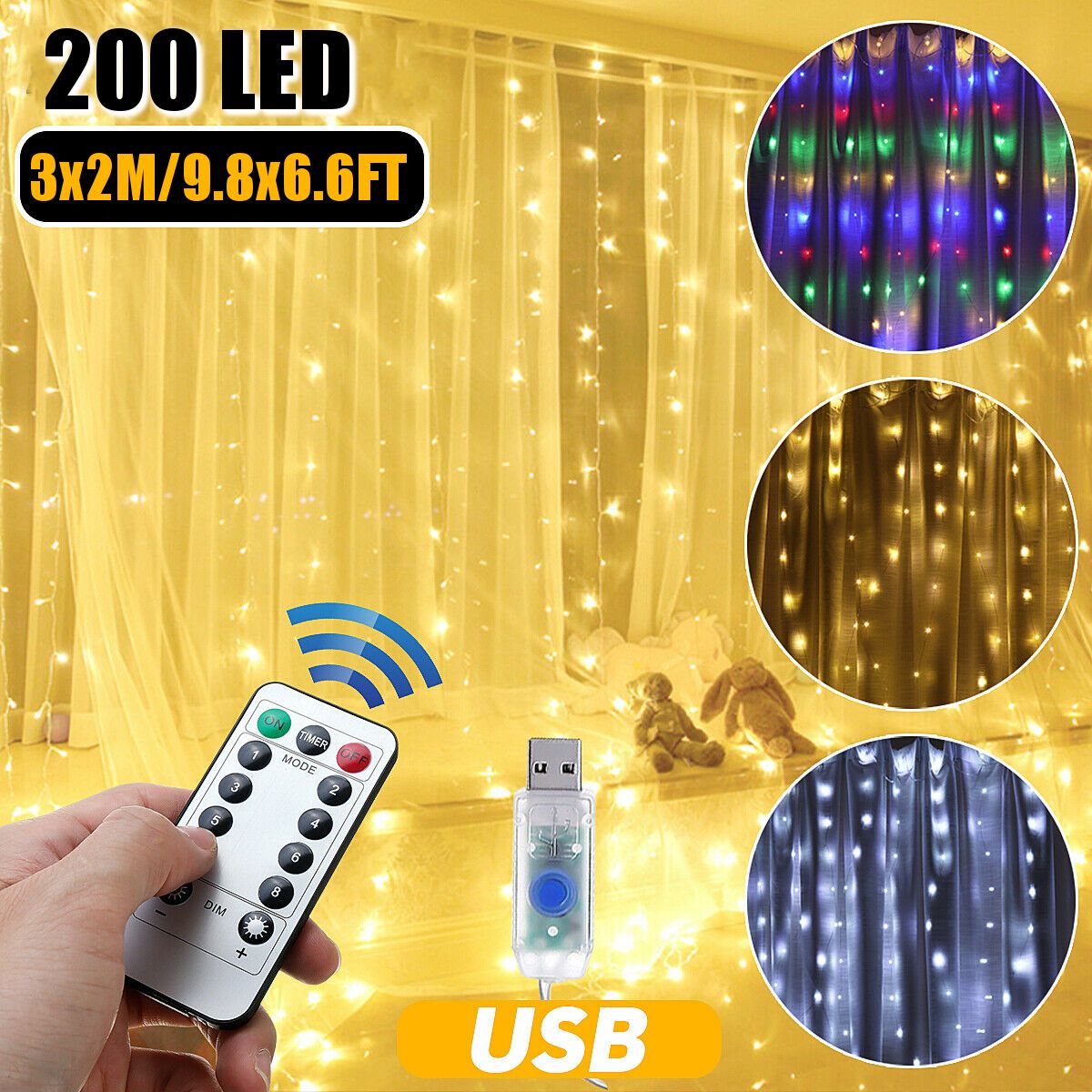 200LED-USB-Remote-Curtain-Lights-Decor-RC-Fairy-Window-Lamp-Colorful-New-Year-1691618