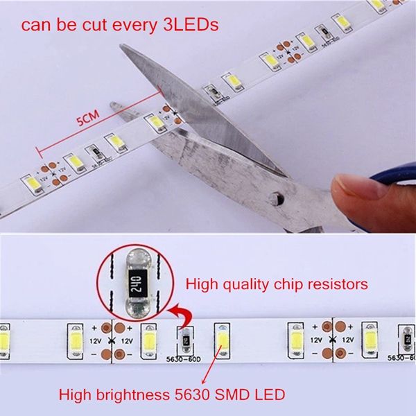 2M-36W-DC-12V-120-SMD-5630-Non-Waterproof-WhiteWarm-White-RedGreenBlue-LED-Strip-Flexible-Light-1040098