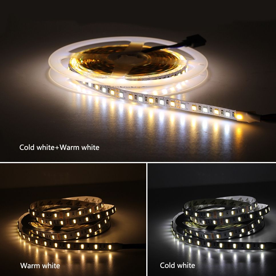 5M-4-Pins-SMD2835-Non-Waterproof-Double-Color-Warm-White-Pure-White-LED-Strip-Light-DC12V-1196308