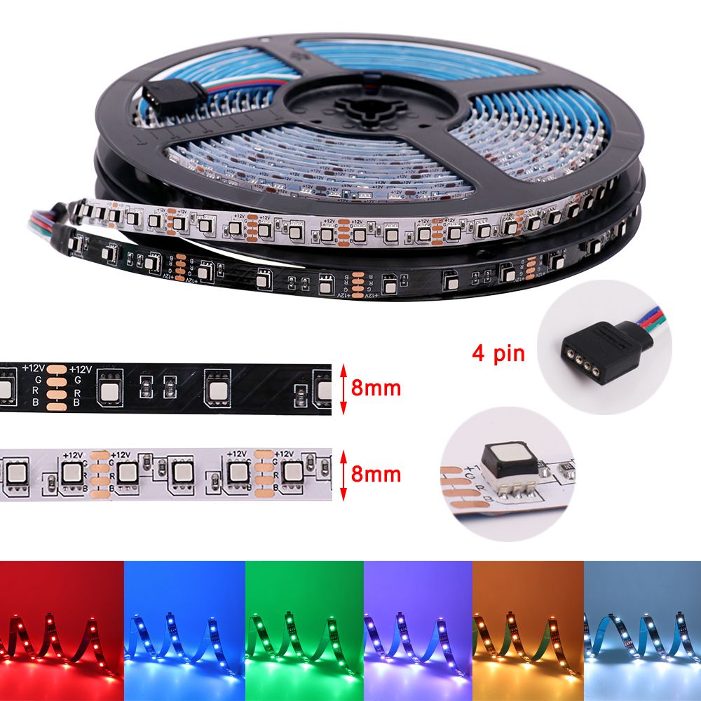 5M-DC12V-8MM-SMD3535-White-Black-PCB-Non-waterproof-RGB-300LED-Strip-Light-for-Indoor-Home-Decoratio-1531497