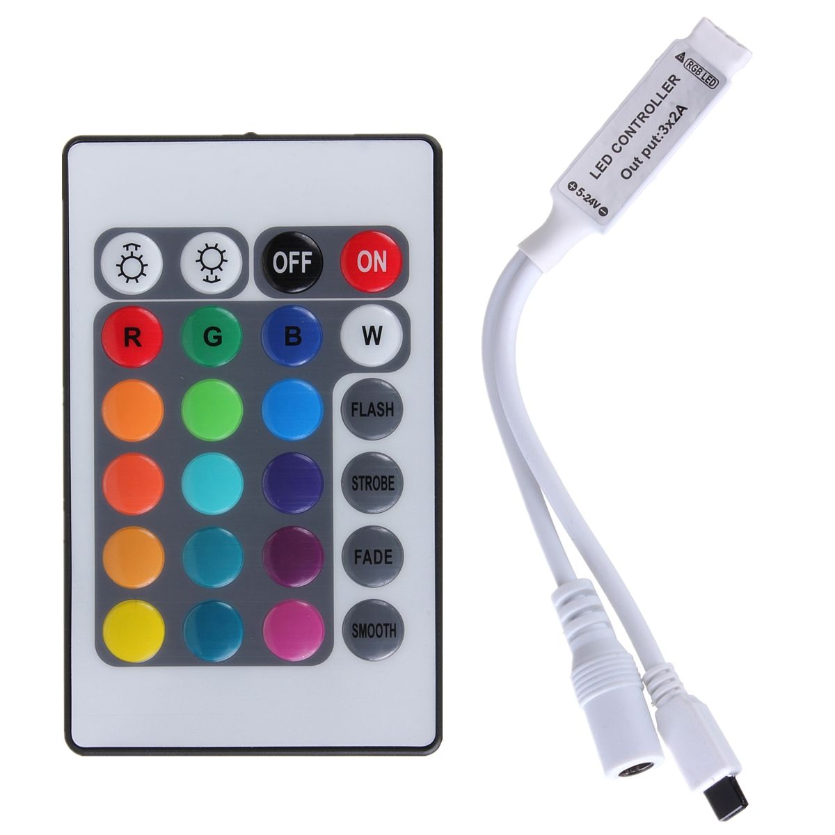 5M-SMD2835-Non-Waterproof-300-LED-RGB-Flexible-Strip-Light--Mini-24-Keys-IR-Remote-Controller-DC12V-1120044