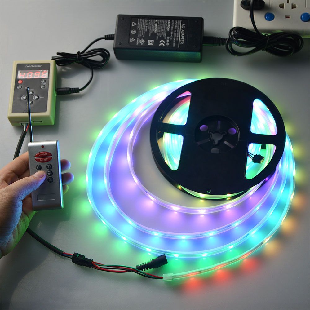 5M-SMD5050-IC6803-RGB-Remote-Control-Waterproof-LED-Strip-LightRF-ControllerPower-Adapter-DC12V-1149957