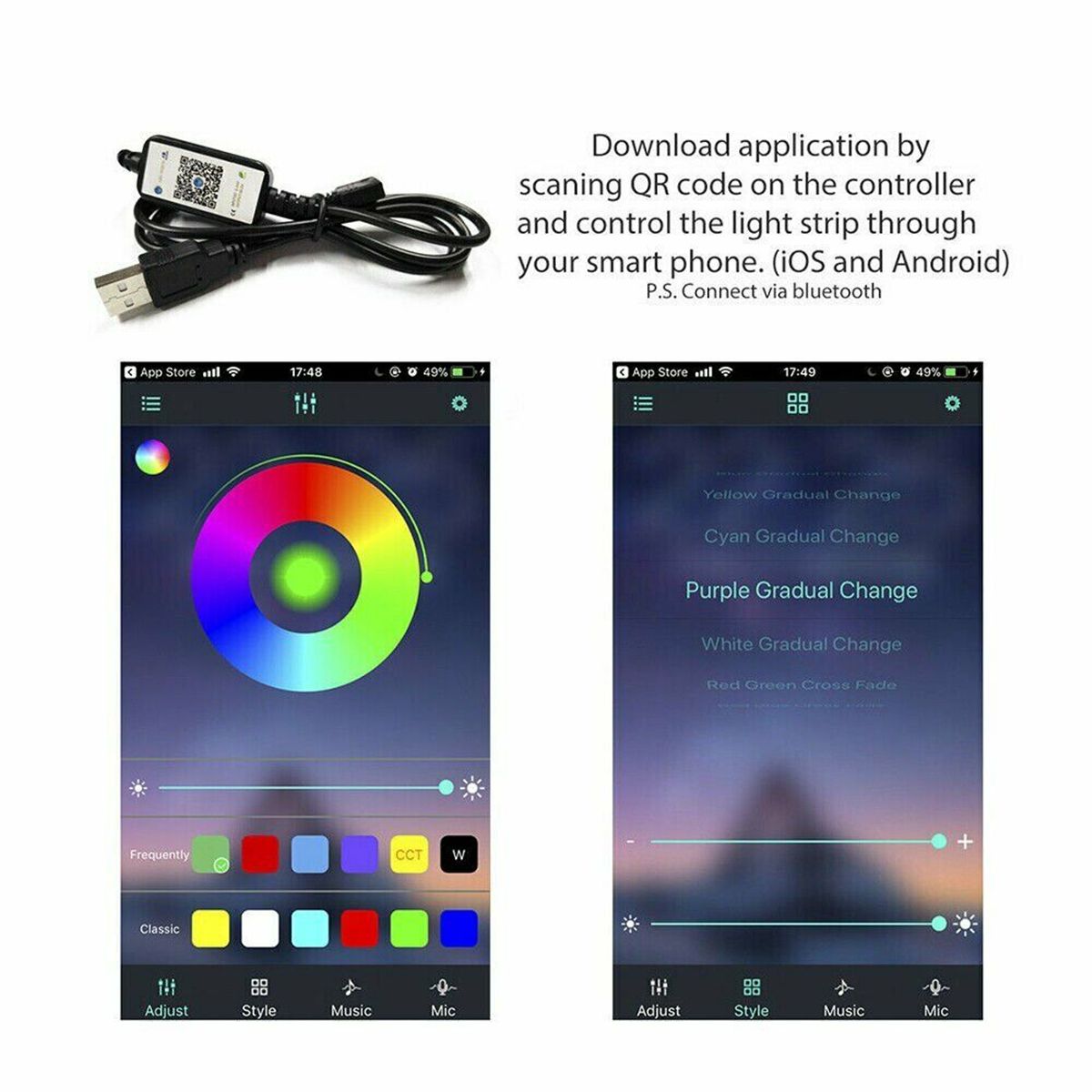 Bakeey-5V-USB-Power-LED-Strip-Lights-3528-RGB-TV-Backlight-Bluetooth-APP-Remote-Music-1654807