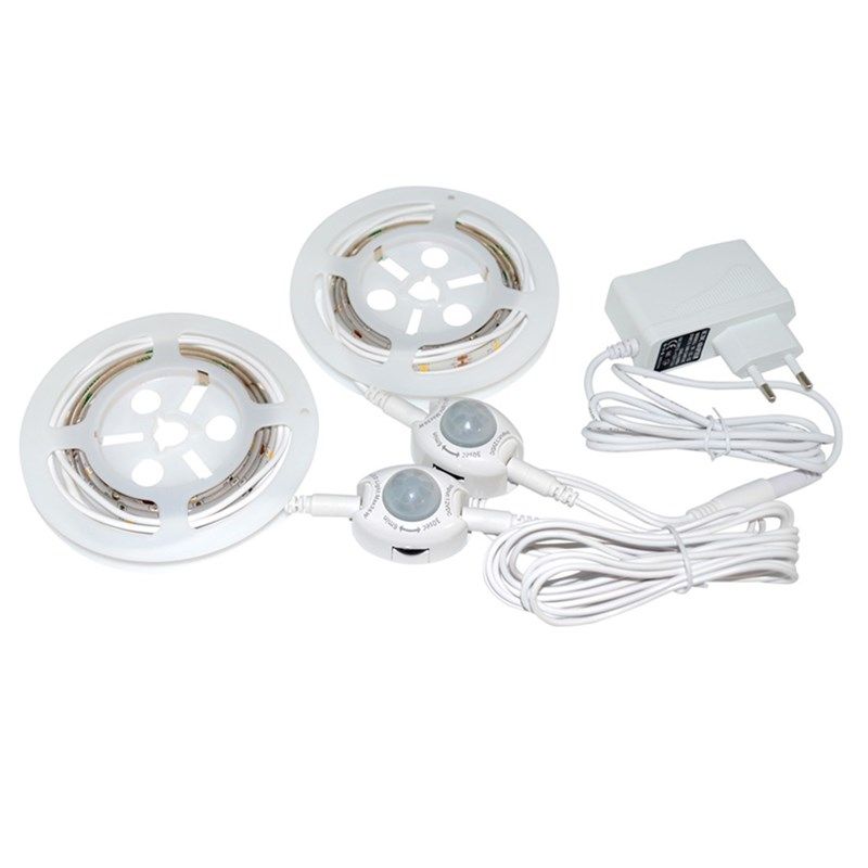 DC12V-2PCS-15M-SMD3528-Warm-White-Waterproof-PIR-Motion-Sensor-LED-Strip-Light--EU-Plug-1252817