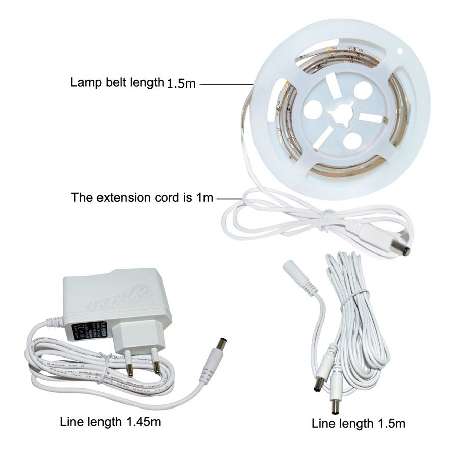 DC12V-2PCS-15M-SMD3528-Warm-White-Waterproof-PIR-Motion-Sensor-LED-Strip-Light--EU-Plug-1252817