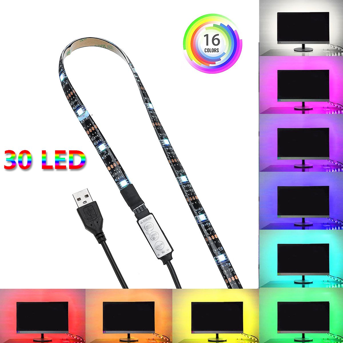 DC5V-USB-Powered-SMD5050-RGB-Color-Change-LED-Strip-Light--Computer-TV-Backlight-Kit-1343815