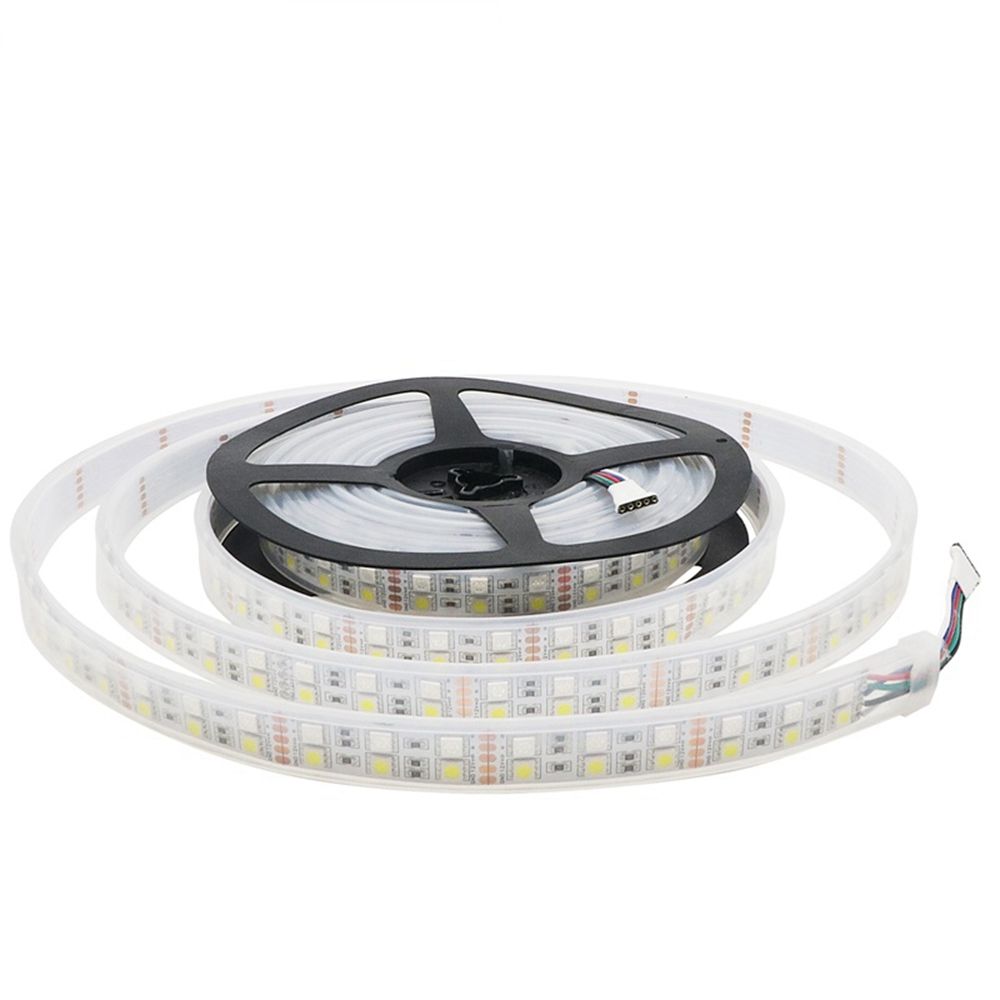 Double-Row-RGBW-Waterproof-5050-5M-Black-White-PCB-600LED-Tape-Strip-Light-DC12V-With-Silicone-Tube--1531489