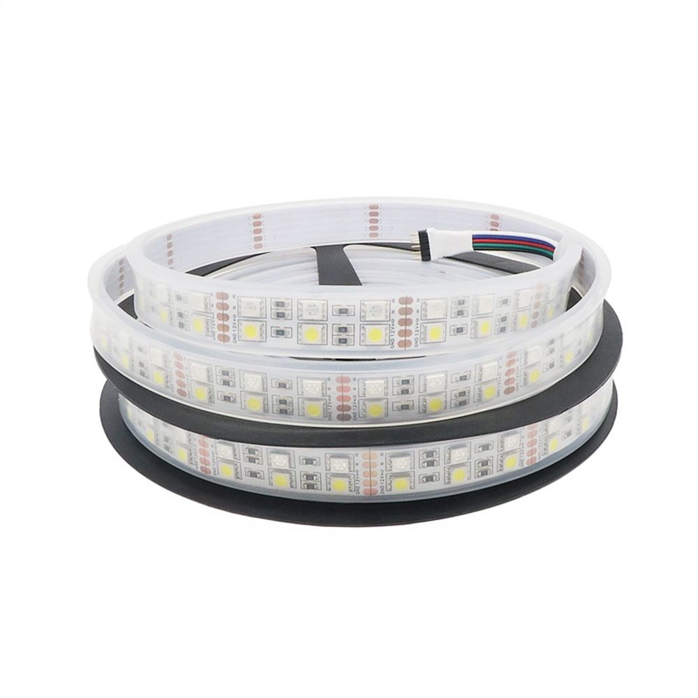 Double-Row-RGBW-Waterproof-5050-5M-Black-White-PCB-600LED-Tape-Strip-Light-DC12V-With-Silicone-Tube--1531489