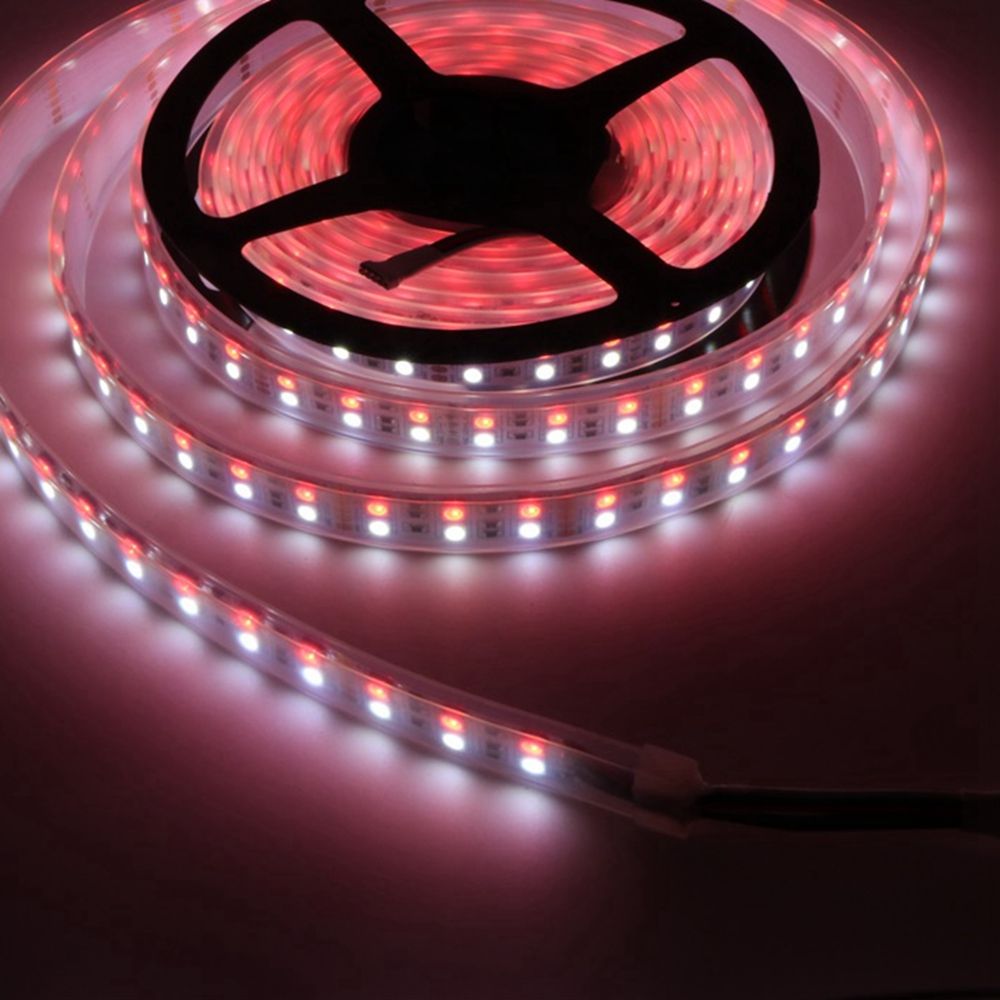 Double-Row-RGBW-Waterproof-5050-5M-Black-White-PCB-600LED-Tape-Strip-Light-DC12V-With-Silicone-Tube--1531489