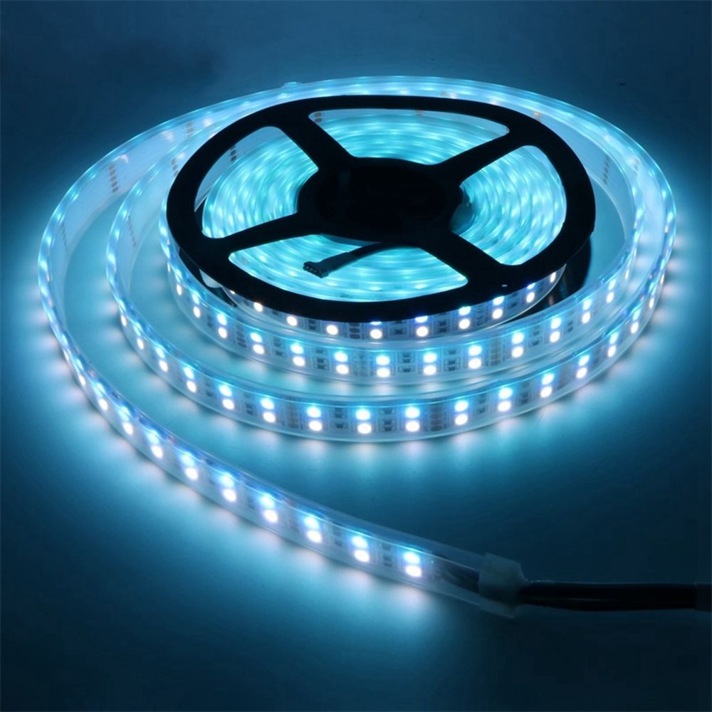 Double-Row-RGBW-Waterproof-5050-5M-Black-White-PCB-600LED-Tape-Strip-Light-DC12V-With-Silicone-Tube--1531489