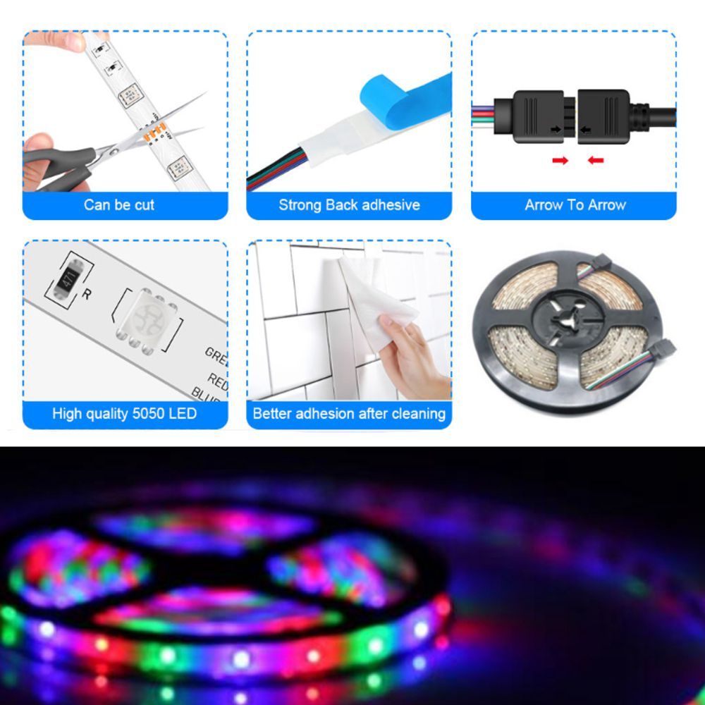 LED-Strip-Non-Waterproof-2A-Power-Supply-101520m-Double-Sided-35-Copper-12V-44-key-Optional-Plug-Mul-1768683