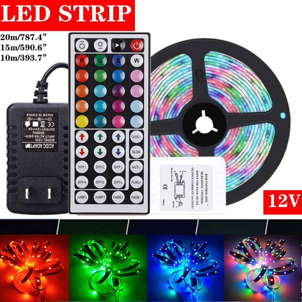 LED-Strip-Non-Waterproof-2A-Power-Supply-101520m-Double-Sided-35-Copper-12V-44-key-Optional-Plug-Mul-1768683