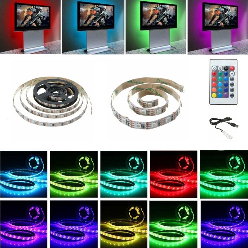 USB-DC5V-SMD5050-RGB-LED-White-Tape-TV-Background-Strip-Light-with-Remote-Controller-Non-waterproof-1095215