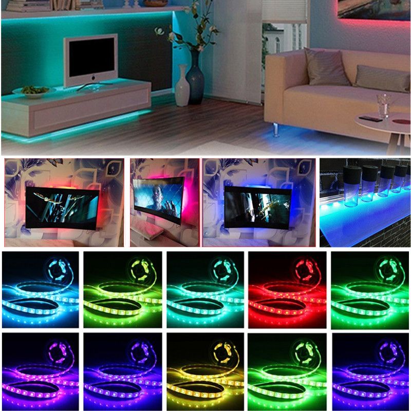 USB-DC5V-SMD5050-RGB-LED-White-Tape-TV-Background-Strip-Light-with-Remote-Controller-Non-waterproof-1095215