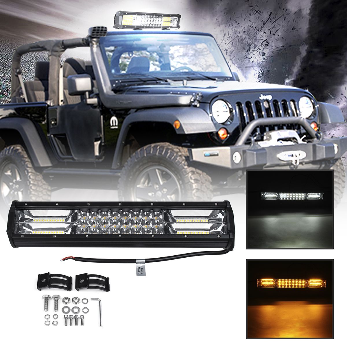 145Inch-216W-LED-Work-Light-Bar-Strobe-Flash-Lamp-Waterproof-Dual-Color-WhiteAmber-10-30V-for-Offroa-1609260