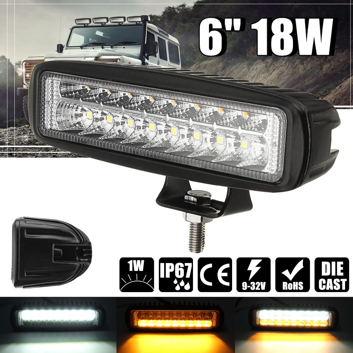 1PCS-6Inch-18LED-Flood-LED-Work-Light-Bar-18W-Amber-White-for-Off-Road-Truck-SUV-1327006
