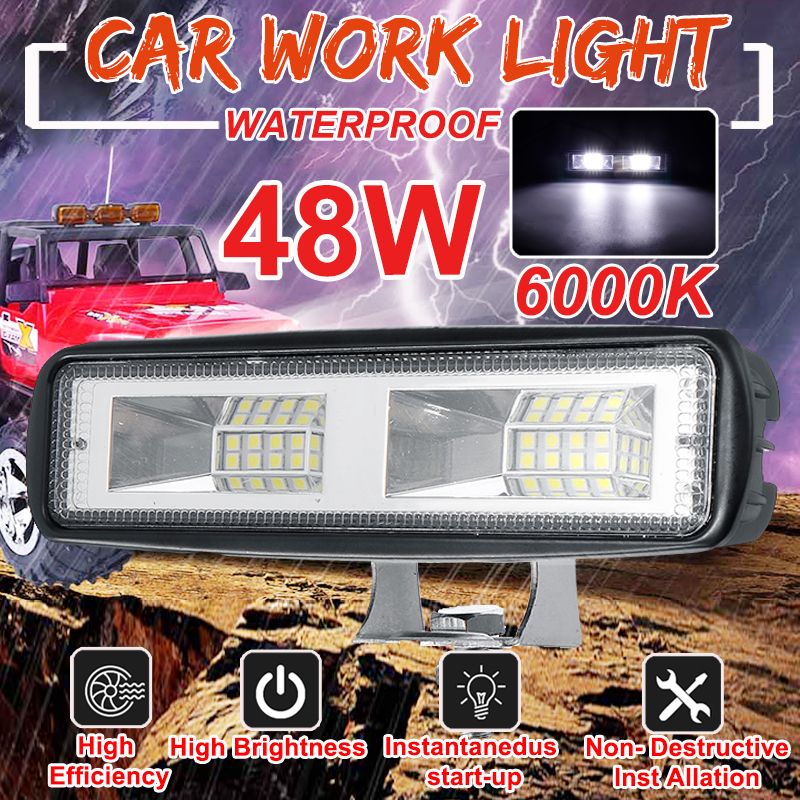 2Inch-48W-16LED-Work-Light-Bar-Spotbeam-Driving-Fog-Lamp-White-1224V-for-Off-Road-Vehicle-SUV-ATV-1637210