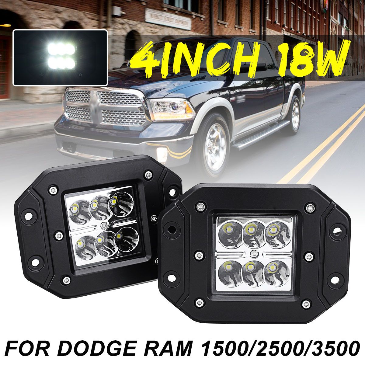 2PCS-4-Inch-Flush-Mount-Flood-Backup-Reverse-Rear-Bumper-LED-Work-Light-For-Dodge-Ram-1500-2500-3500-1550355