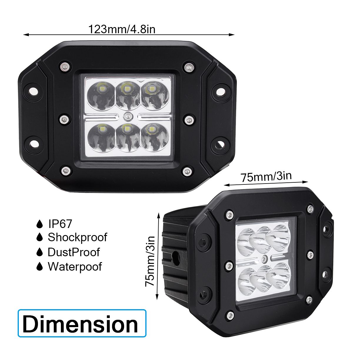 2PCS-4-Inch-Flush-Mount-Flood-Backup-Reverse-Rear-Bumper-LED-Work-Light-For-Dodge-Ram-1500-2500-3500-1550355
