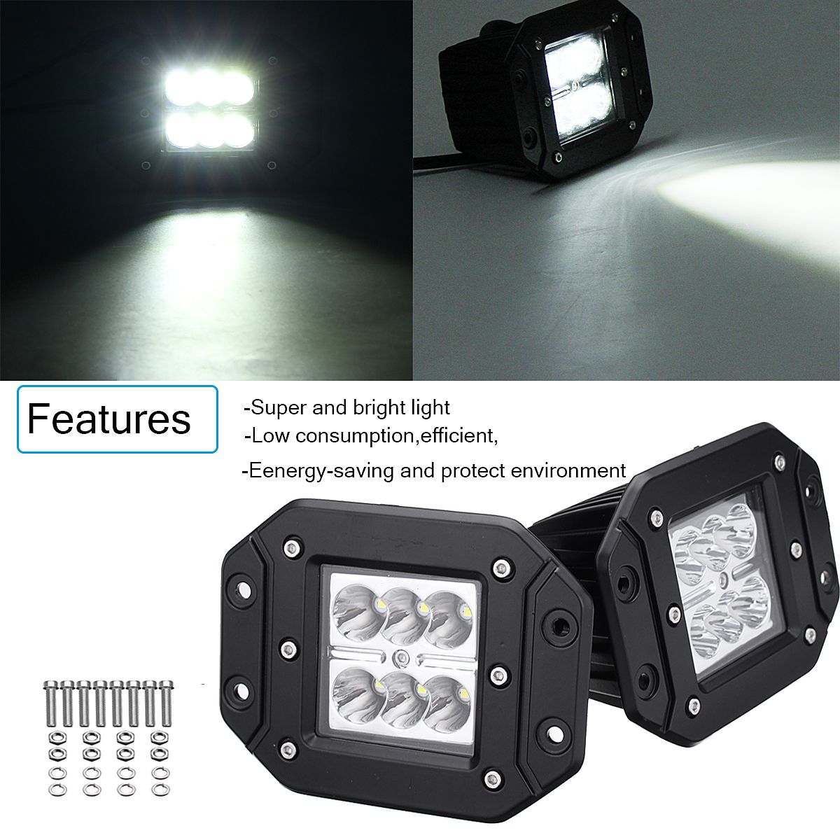 2PCS-4-Inch-Flush-Mount-Flood-Backup-Reverse-Rear-Bumper-LED-Work-Light-For-Dodge-Ram-1500-2500-3500-1550355