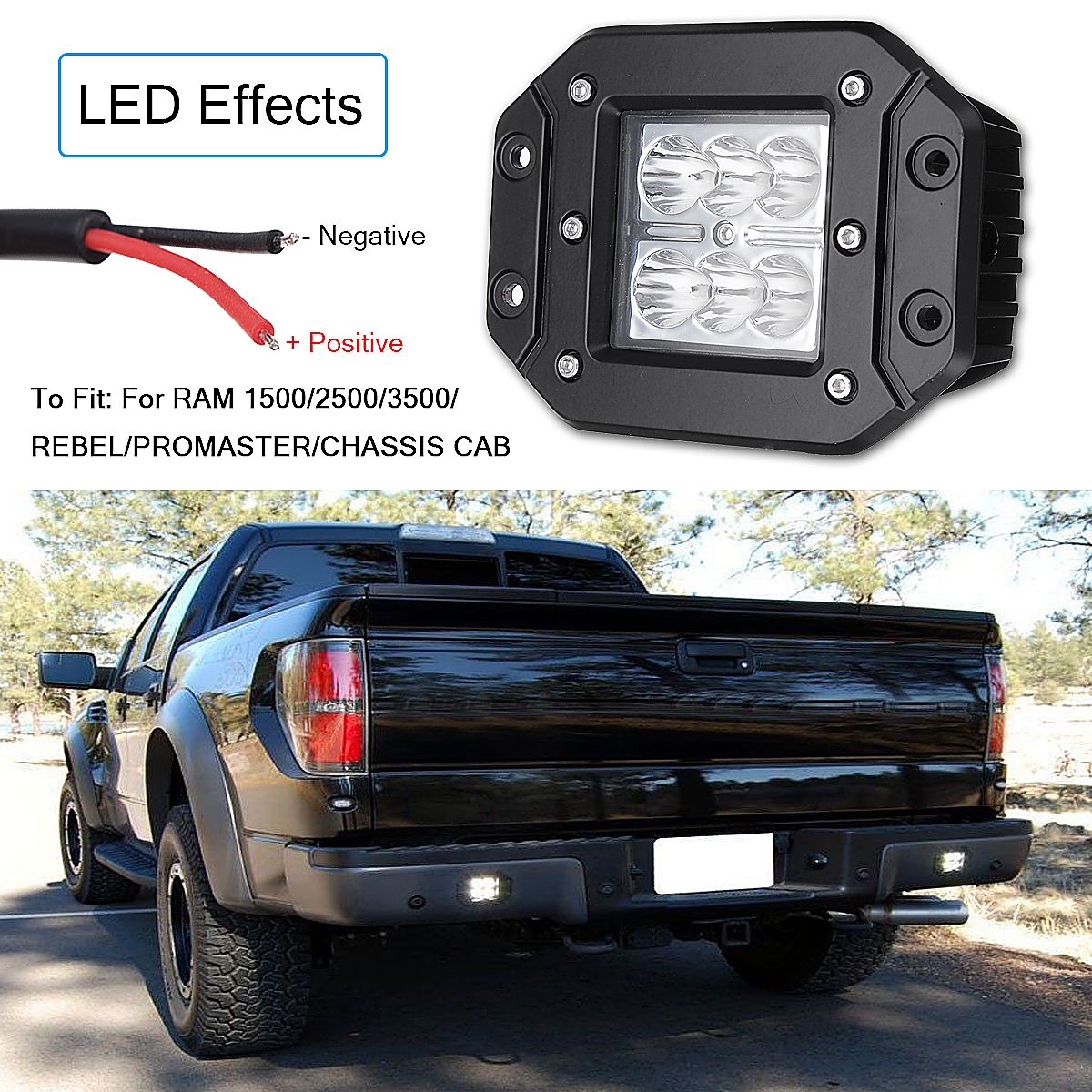 2PCS-4-Inch-Flush-Mount-Flood-Backup-Reverse-Rear-Bumper-LED-Work-Light-For-Dodge-Ram-1500-2500-3500-1550355