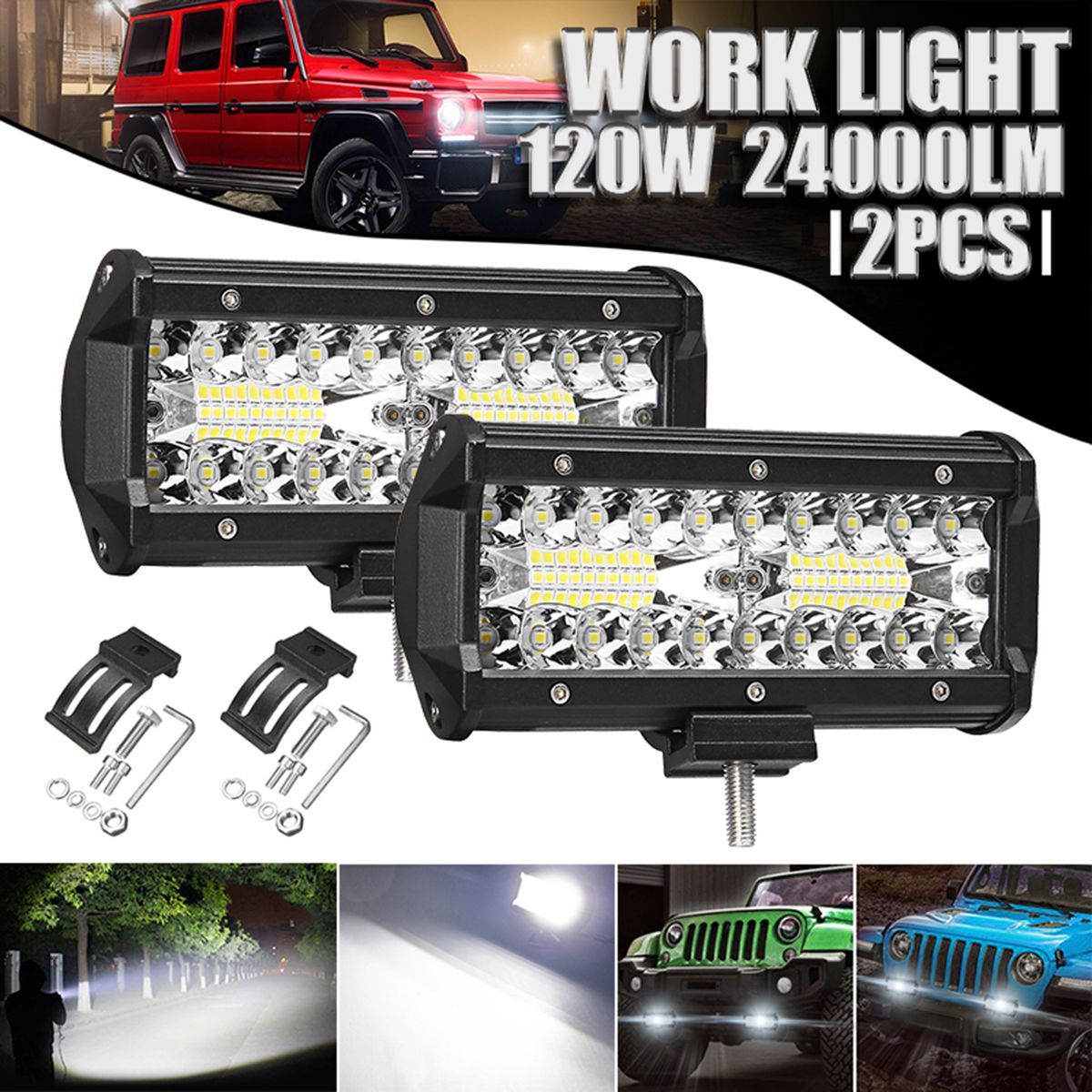 2PCS-7-Inch-120W--LED-Light-Bar-24000lm-Spotlight-Flood-Off-Road-Driving-4WD-SUV-1725985