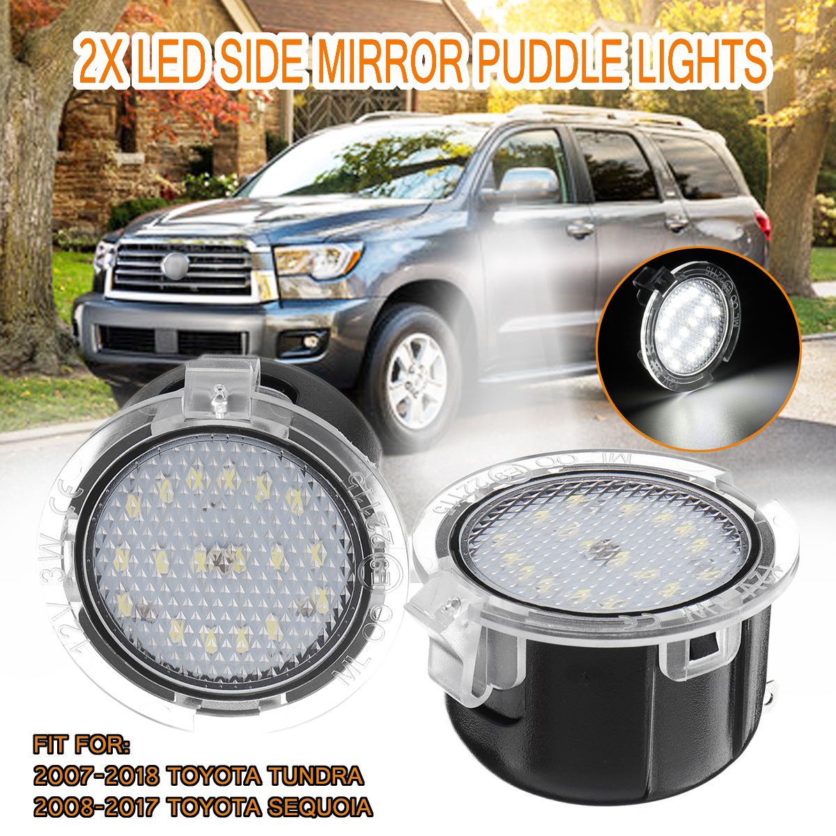 2Pcs-18-LED-Side-Mirror-Rearview-Puddle-Light-6000K-DC-12V-3W-Waterproof-for-Toyota-TundraSequoia-1592725