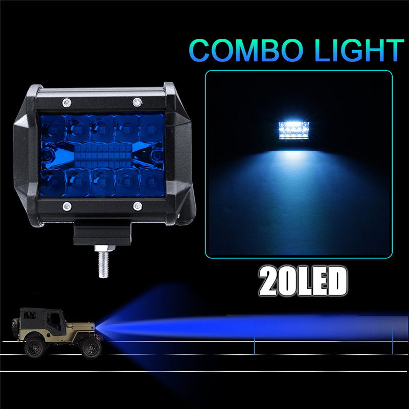 4-Inch-Tri-Row-60W-720LM-20LED-Work-Light-Bar-Flood-Spot-Combo-Fog-Lamp-Blue-for-Offroad-SUV-1330807