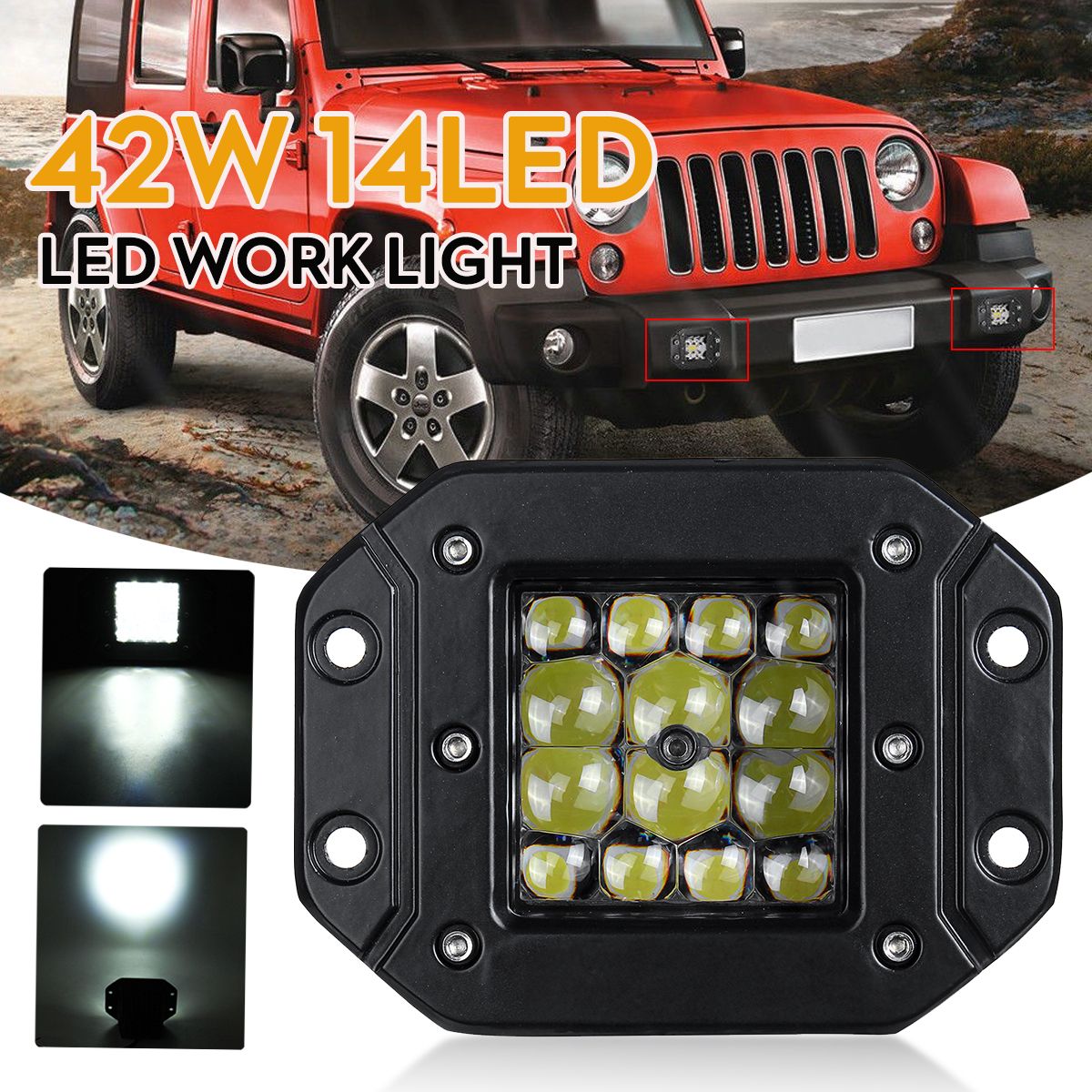 42W-Car-Dual-Flush-Mount-LED-Work-Light-Bar-Fog-Reverse-Lamp-Offroad-SUV-Truck-4WD-1568007