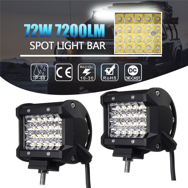 4Inch-LED-Work-Light-Bar-Spot-Beam-Fog-Lamp-10-30V-72W-White-2PCS-for-Offroad-SUV-Truck-1230618