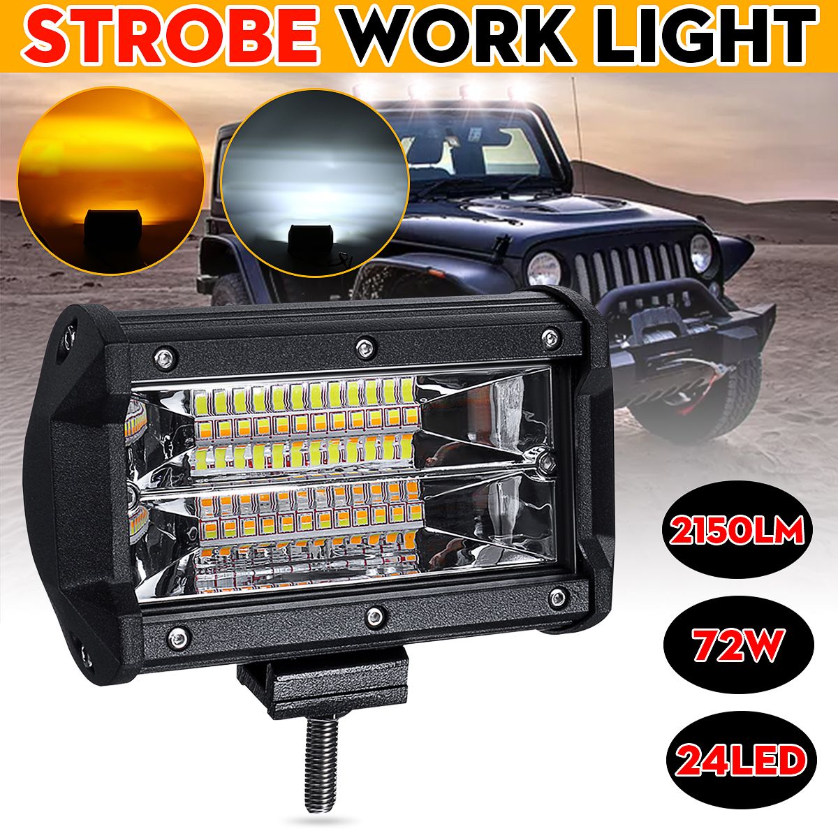 5-Inch-72W-LED-Work-Light-Bar-Strobe-Flash-Lamp-White-Amber-For-Off-road-SUV-ATV-1637484