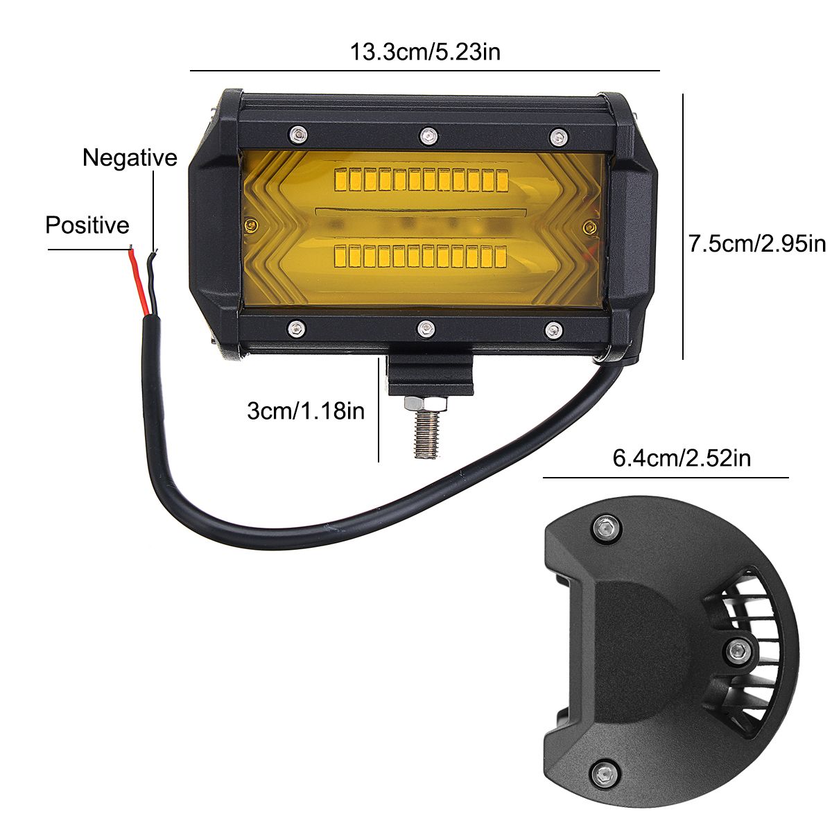 5Inch-72W-1300LM-LED-Work-Light-Flood-Spot-Combo-Fog-Lamp-Amber-for-Jeep-Offroad-SUV-Boat-1313813