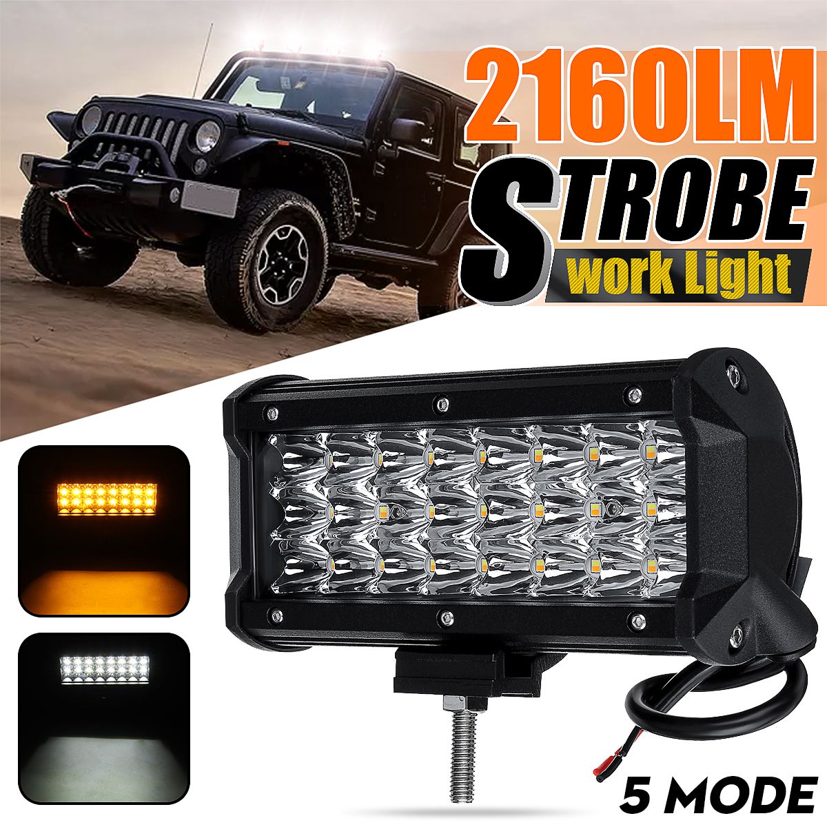 7-Inch-72W-LED-Work-Light-Bar-Dual-Color-Strobe-Flash-Driving-Fog-Lamp-WhiteAmber-Waterproof-for-Off-1606113