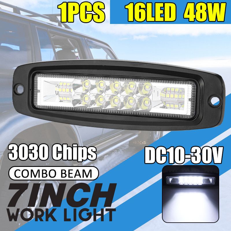 7-Inch-Flood-Beam-LED-Work-Light-Bar-Super-Slim-Flush-Mount-10-30V-48W-6000K-White-For-ATV-UTV-SUV-T-1739437