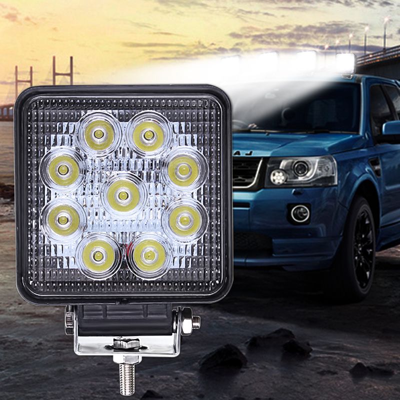 DC10-30V-27W-2500LM-White-6000K-4X4-Square-Flood-LED-Work-Light-forTruck-ATV-Boat-Off-Road-Cars-988637