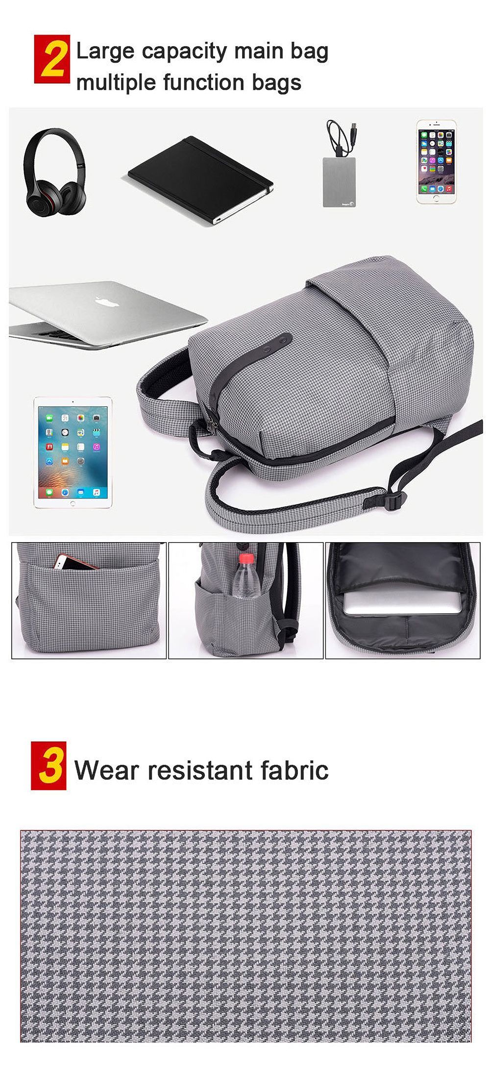 Grid-Backpack-Laptop-Computer-Bag-Schoolbag-Shoulders-Storage-Bag-USB-Charging-with-Headphone-Jack-f-1661568