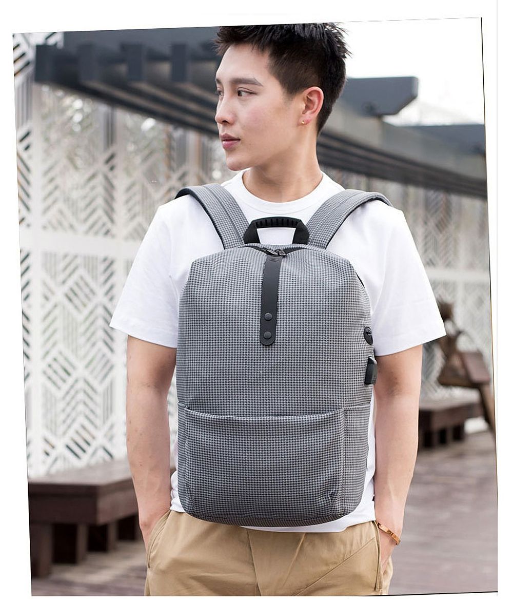 Grid-Backpack-Laptop-Computer-Bag-Schoolbag-Shoulders-Storage-Bag-USB-Charging-with-Headphone-Jack-f-1661568
